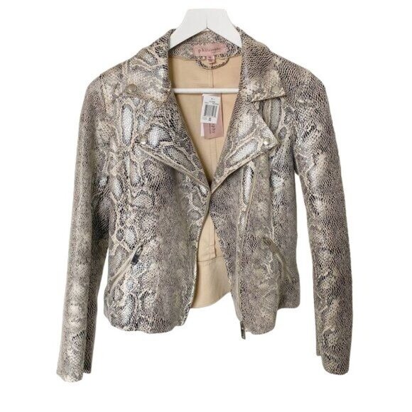 Philosophy Snake Skin Print Moto Jacket - Picture 6 of 6